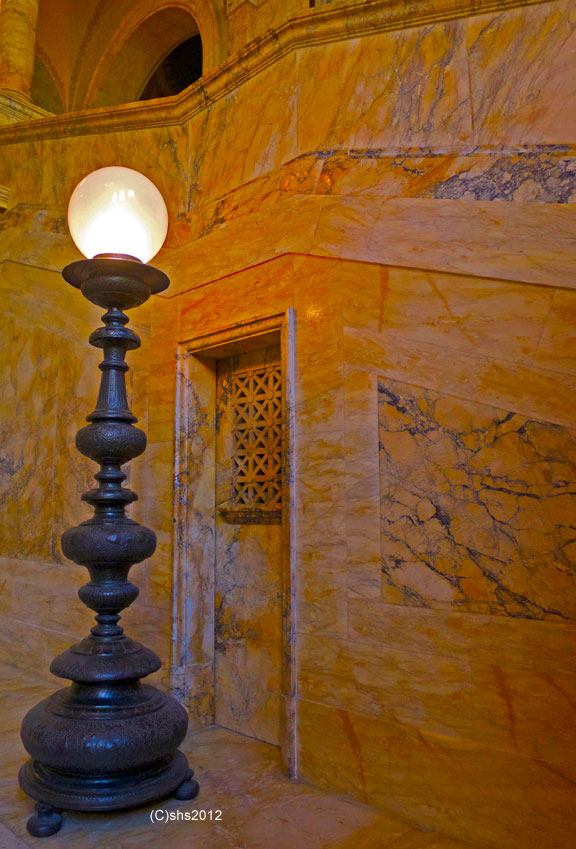 A stunning display of marble and light greets the  library user.