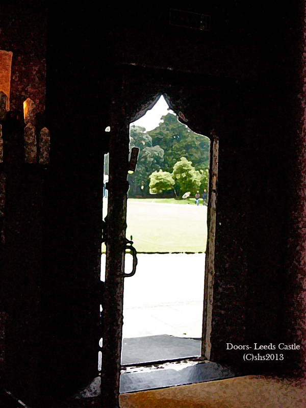 Photograph of a door at leeds castle looking out into the garden by susan sheldon nolen 2013