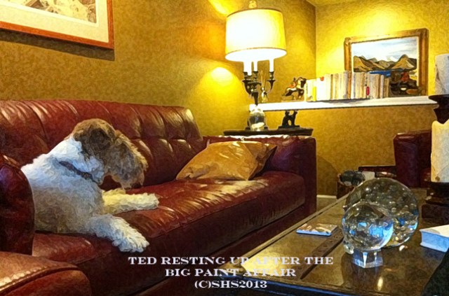 Susan Sheldon Nolen's Wire Fox Terrier Ted resting on a couch