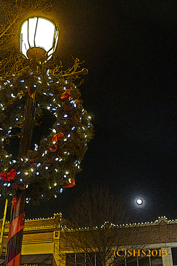 Photograph of moon and lamppost by susan sheldon nolen