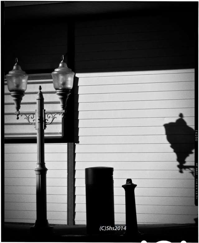 Black and White photograph of a Ketchikan Lampost by susan sheldon nolen