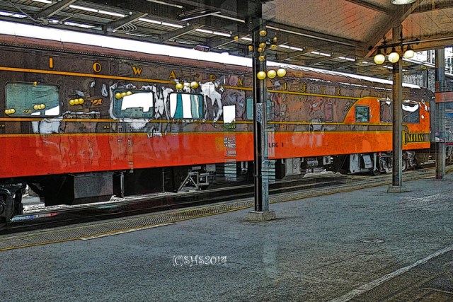photograph of a train in Seattle by susan sheldon nolen